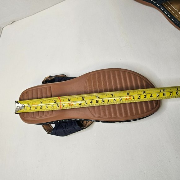 Women Blue Sandals Summer Slippers Open Toe Shoes Size 42 Slope Heel - Picture 10 of 12